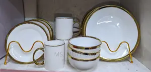 24pcs Quality Ceramic Dinner Set With Gold Rim