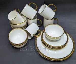 24pcs Quality Ceramic Dinner Set With Gold Rim