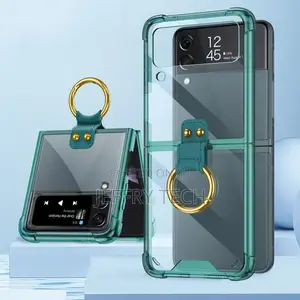 Case for Samsung Galaxy Z Flip 4 3 5g-E Clear Green Ring