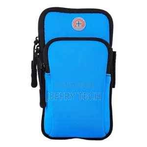 Outdoor Sports Running Arm Band Holder Zipper Phone-Blue