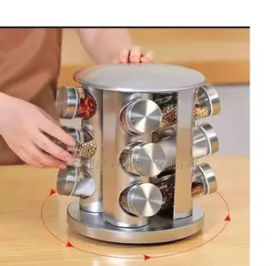 12 Bottle Classic Marble Rotating Spice Rack Centerpiece