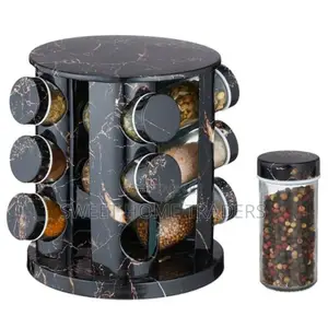 12 Bottle Classic Marble Rotating Spice Rack Centerpiece 