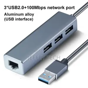 USB Type C to Ethernet Adapter RJ45 Dongle 3 USB Ports 3.0