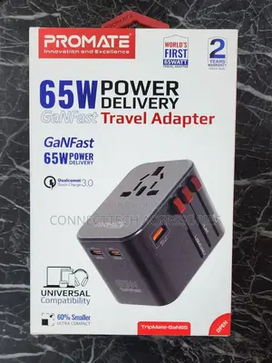 Promate 65W Power Delivery Travel Adapter