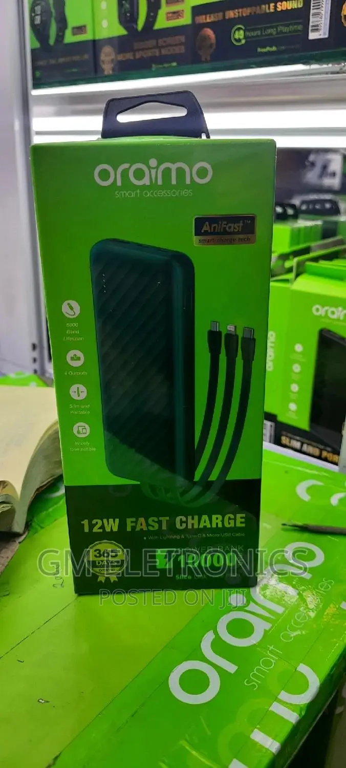 Oraimo 10000mah With Attached Cable.