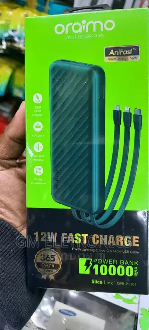 Oraimo 10000mah With Attached Cable.