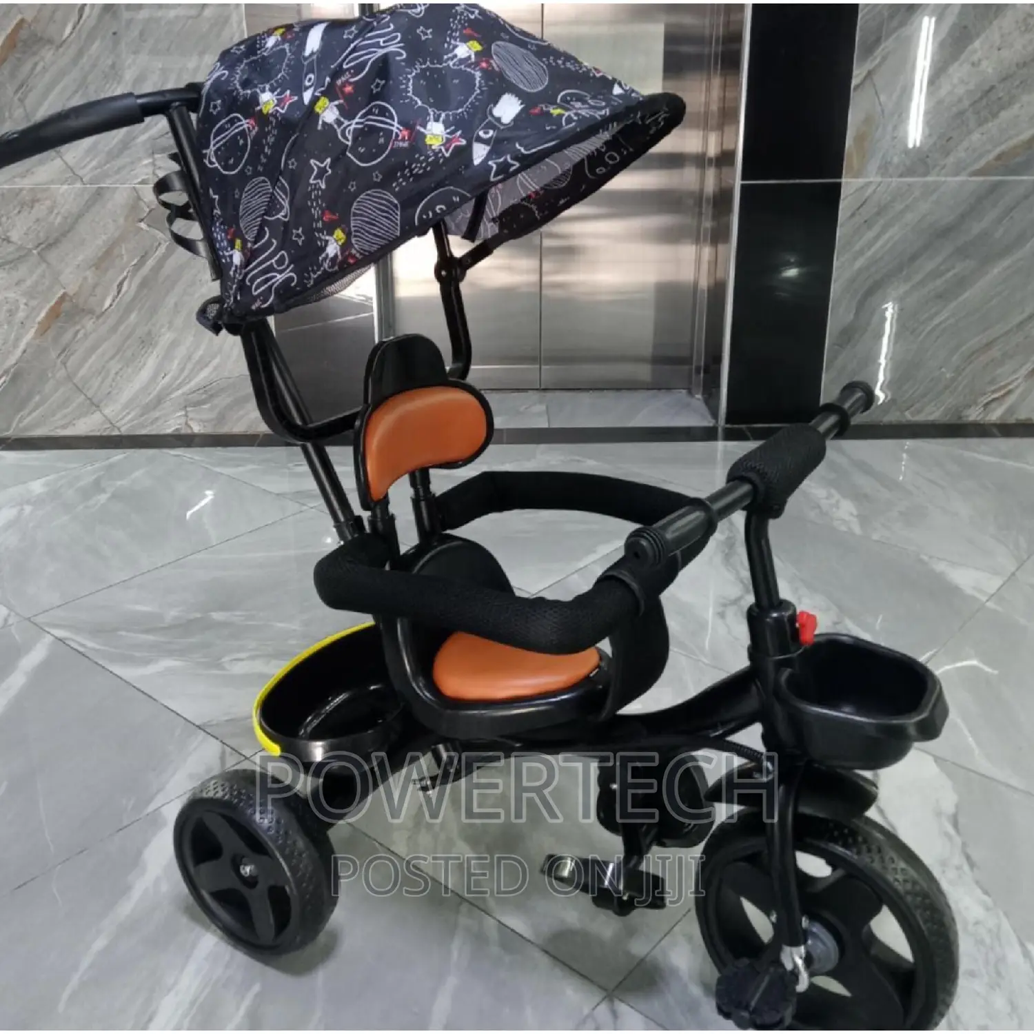 Tricycle With Canopy and Push Handle
