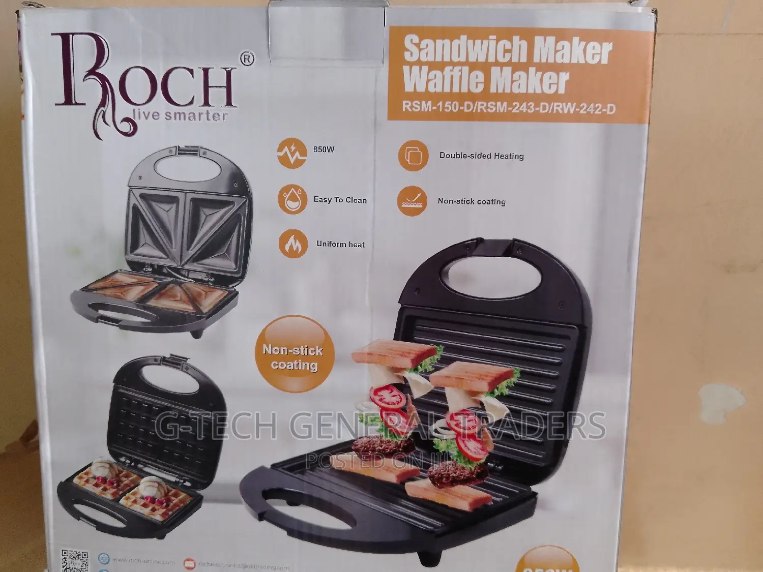 Sandwich!2in1 850w Non Stick Sandwich Maker