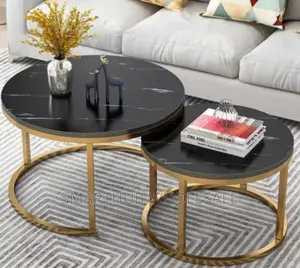 Black Nesting Coffee Table Marble Effect*