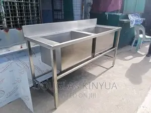 Double Bowl Ss Commercial Washing Sink;: