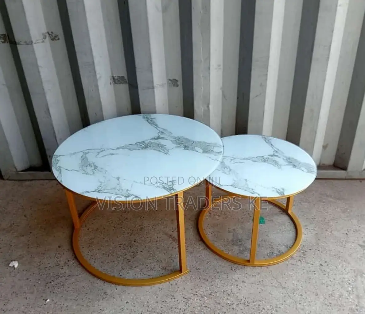 White Nesting Coffee Table Marble Effect-Glass