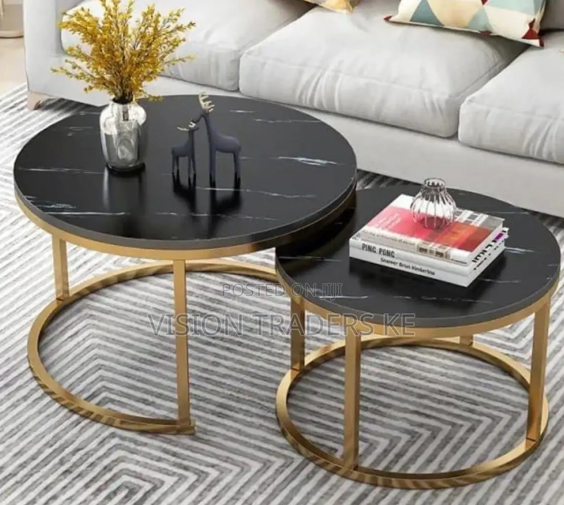 Black Nesting Coffee Table Marble Effect(MDF).