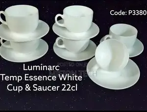 White Luminarc Saucer Cups