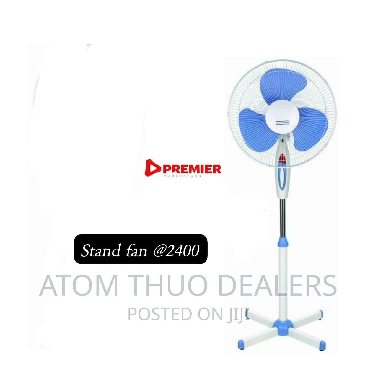 Premier 16 Inches White and Blue Standing Fan