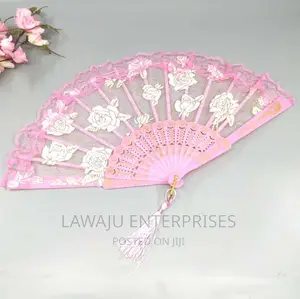 Pink Lace Handheld Fan