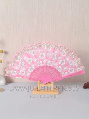 Pink Lace Handheld Fan
