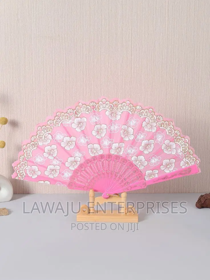 Pink Lace Handheld Fan