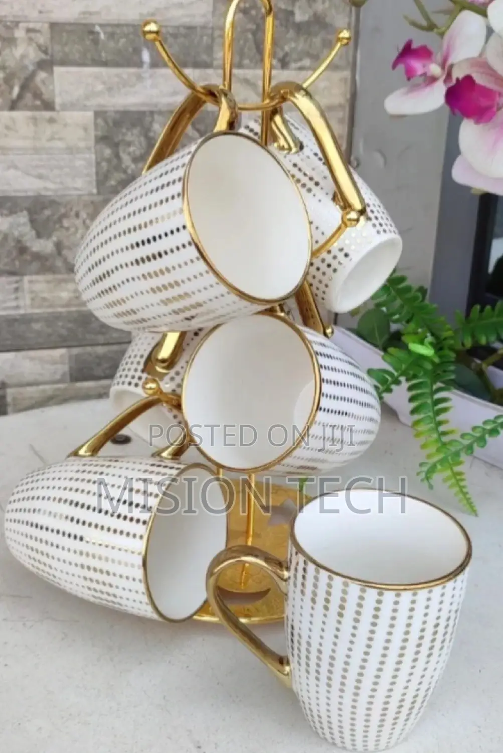 Ceramic 6 Cups Golden Mugs