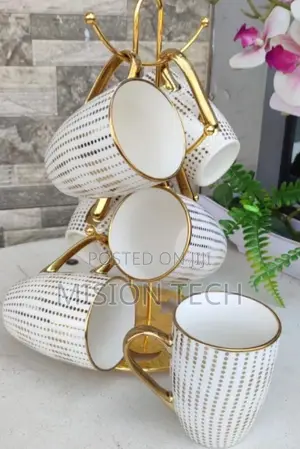 Ceramic 6 Cups Golden Mugs