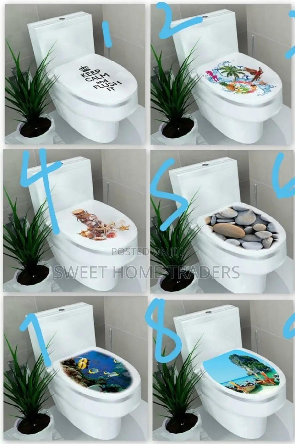 *Creative 3D Toilet Seat Decals Removable Waterproof-