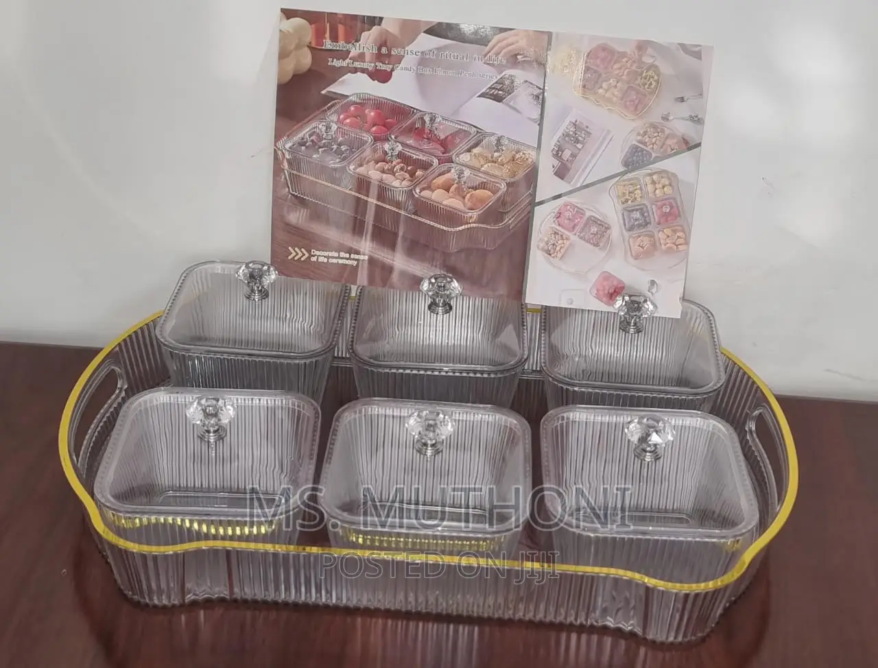 40x25cm Acrylic Tray + 6pcs 420ml Candy Boxes