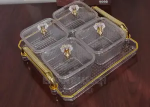 22x22 Cm Acrylic Tray + 4 PCS 300ml Storage Boxes