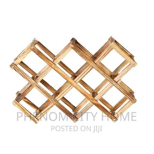 Foldable 10 Slots Wooden Wine Botttle Rack
