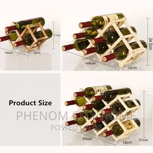 Foldable 10 Slots Wooden Wine Botttle Rack