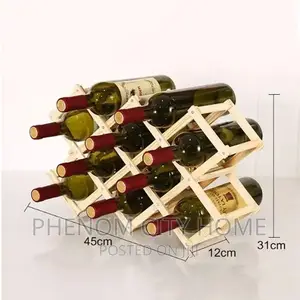 Foldable 10 Slots Wooden Wine Botttle Rack
