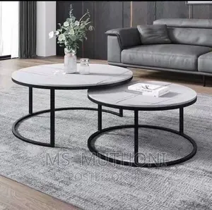 Pure Marble Nesting Tables With Black Metallic Frame