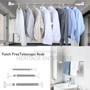 Clothing Rod Punch-Free Adjustable Shower Curtain 160-300cm