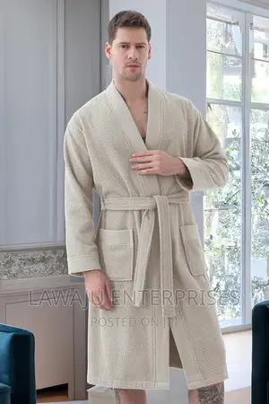 Beige Unisex Cotton Bathrobe