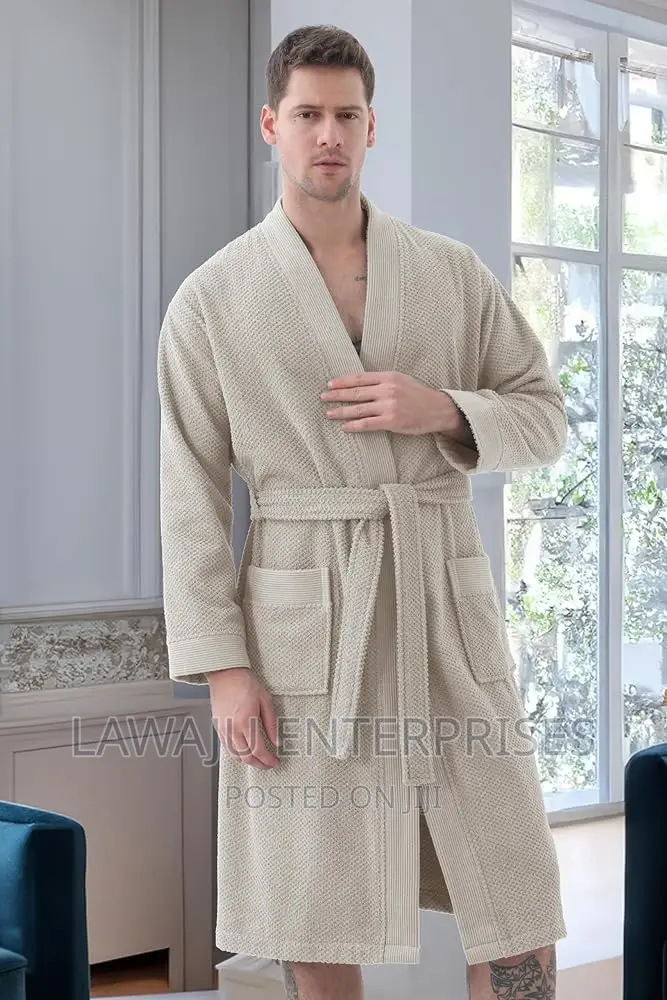Beige Unisex Cotton Bathrobe