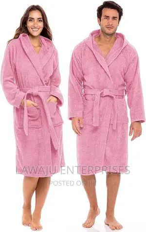 Baby Pink Cotton Unisex Bathrobe
