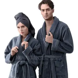 Black Unisex Cotton Bathrobe