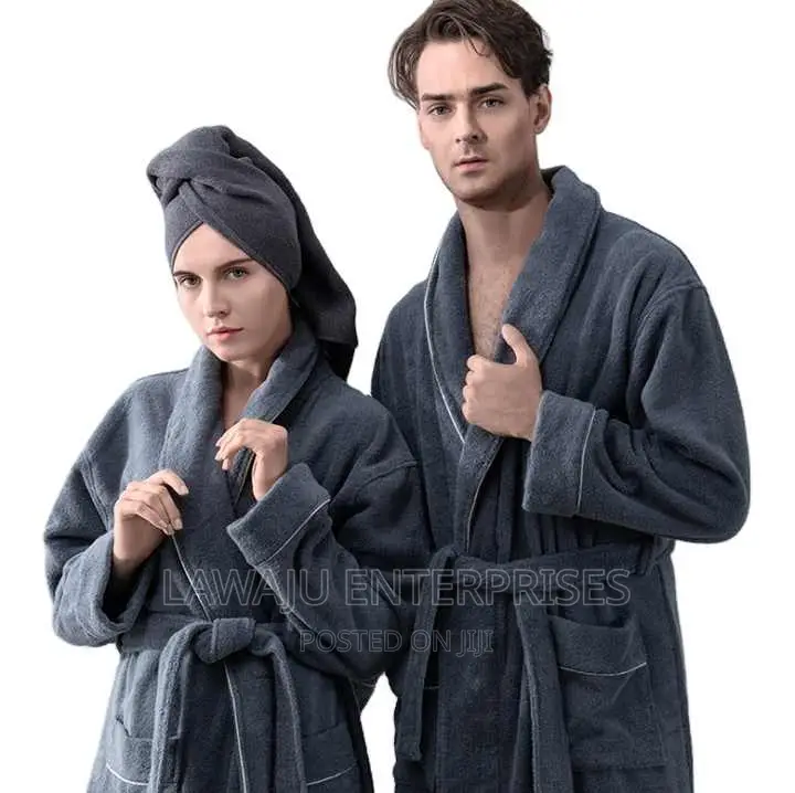 Black Unisex Cotton Bathrobe