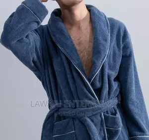 Navy Blue Cotton Unisex Bathrobe