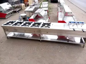 5 Burners Stainless Steel Combined Cooking Unit::