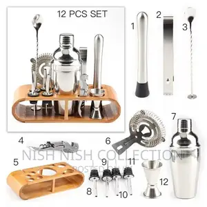 *12pcs Stainless Steel Cocktail Shaker Set (750ml)