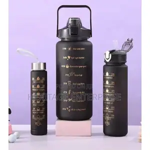 Water Bottle Black Motivational Bottle