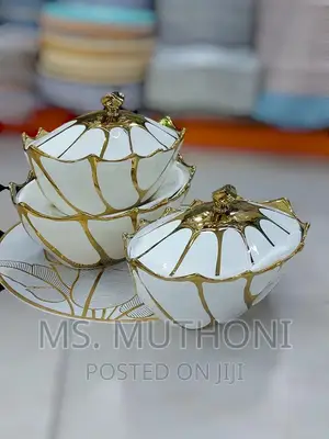 *3pcs Gold Finishing Ceramic Serving Bolws