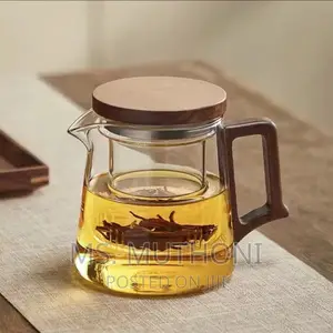 550 Ml High Borosilicate Teapot With Walnut Handle*