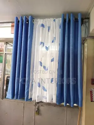 Light Blue Kitchen Curtain Set for Kitchen Window Curtains