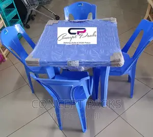 4 Armless Chairs + Plastic Square Table.