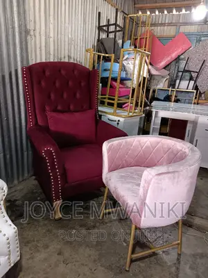 Pedicure Seat Maroon and Styling Chair Pink.