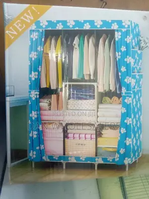 Mettalic Portable Cloth Wardrobe 3 Column,