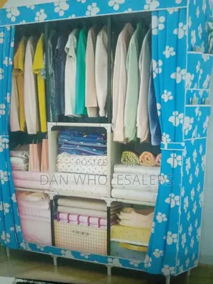 New Portable Cloth Wardrobe 3 Column-Metallic
