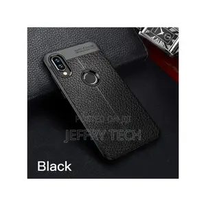 Soft Case for Galaxy A20 Cover Silicone Litchi Pattern PU Le