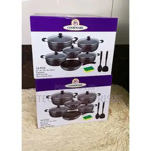 TC Non Stick Cooking Pots 14 Pieces Black and Silver