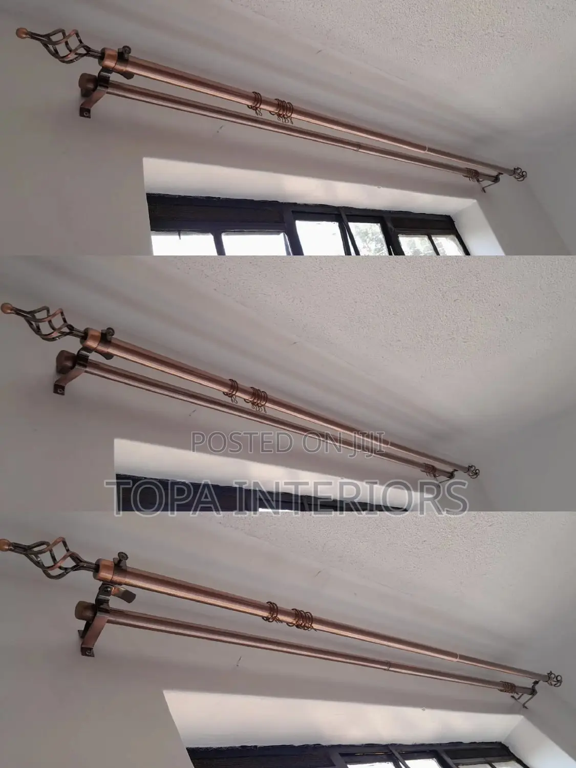 Complete Set Imported Adjustable 3m Double Brown Curtain Rods